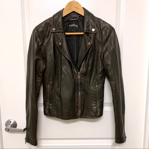 Express Jackets & Blazers - Express Vegan Faux Leather Moto Jacket